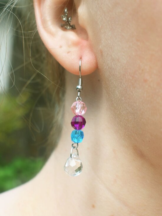 Handmade Beaded Bisexual Pride Earrings