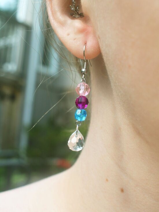 Handmade Beaded Bisexual Pride Earrings