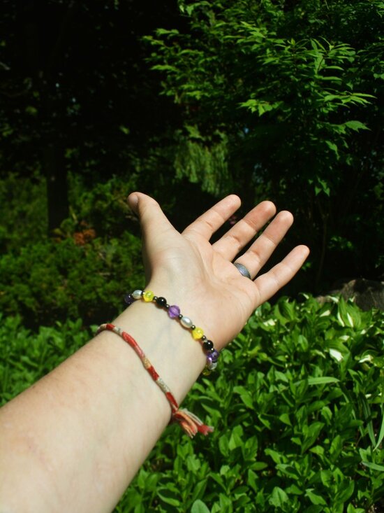 Handmade Beaded Nonbinary Pride Bracelet