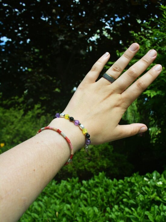 Handmade Beaded Nonbinary Pride Bracelet
