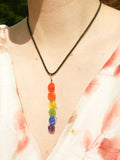 Handmade Button Rainbow Pride Drop Necklace
