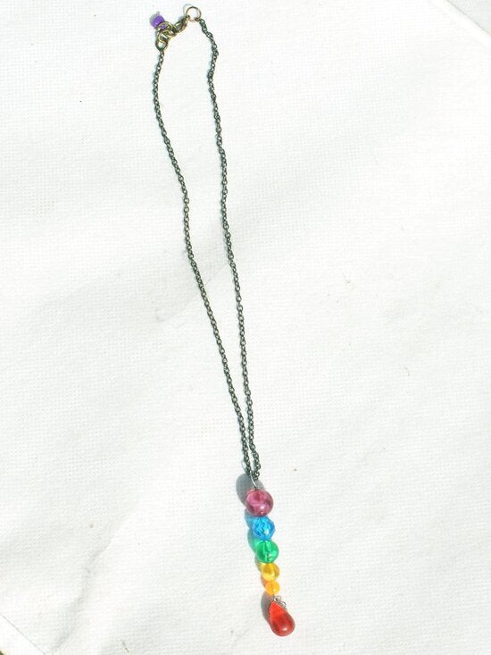Handmade Beaded Rainbow Pride Drop Necklace