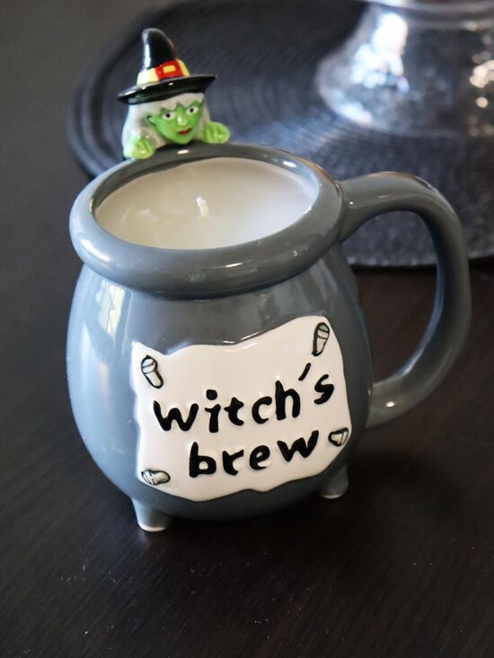 Handmade Witches Brew Unscented Mug Candle