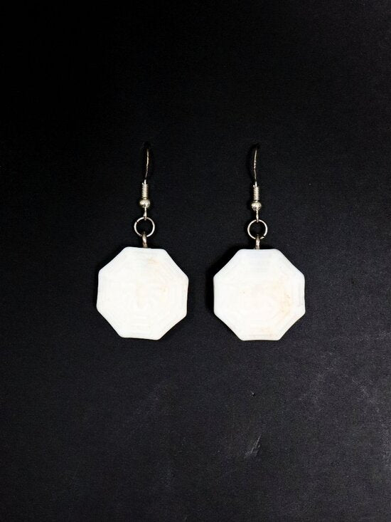White Recycled Plastic Halloween Spider Web Dangle Earrings