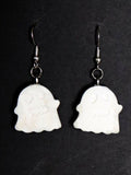White Recycled Plastic Halloween Spooky Ghost Dangle Earrings