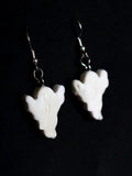 White Recycled Plastic Halloween Silly Ghost Dangle Earrings
