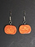 Burnt Orange Recycled Plastic Halloween Friendly Pumpkin Dangle Earrings