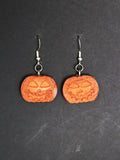 Burnt Orange Recycled Plastic Halloween Spooky Pumpkin Dangle Earrings