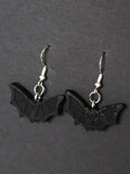Black Recycled Plastic Halloween Bat Dangle Earrings