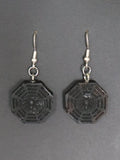 Black Recycled Plastic Halloween Spider Web Dangle Earrings