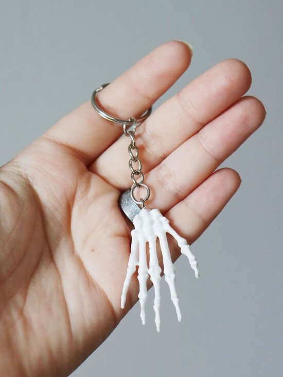 Recycled Plastic Skeleton Hand Keychain