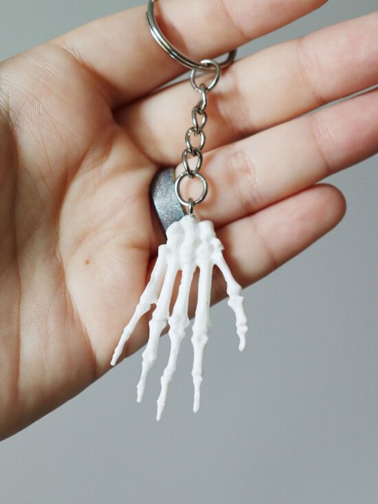 Recycled Plastic Skeleton Hand Keychain